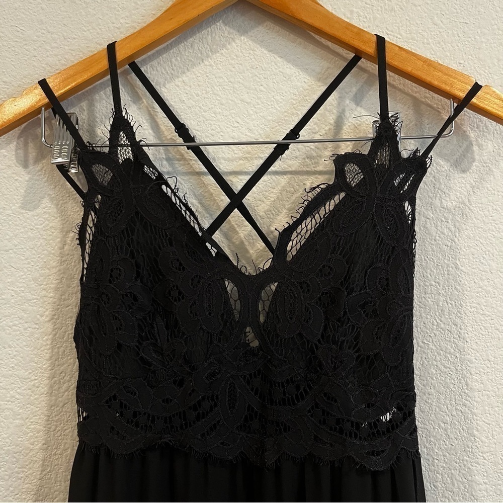 Cage size small black bohemian maxi dress adjustable straps